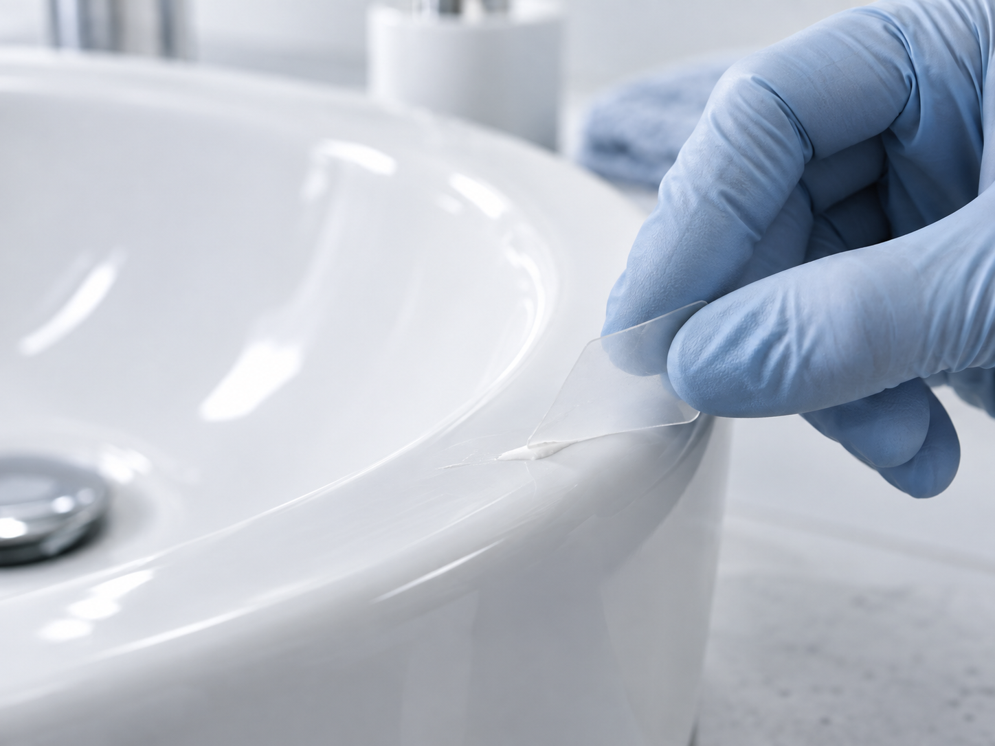 Levelling ceramic repair compound flush with the surrounding glaze