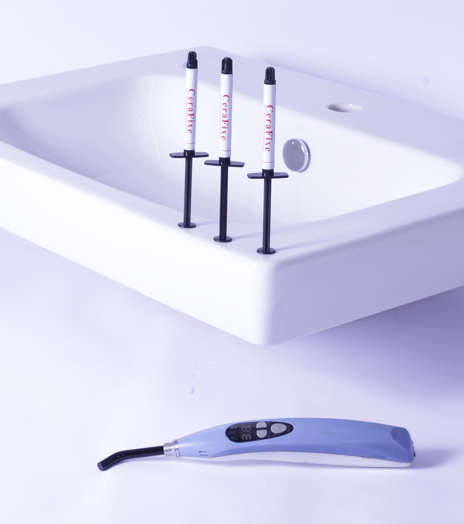 CeraFixe repair syringes on glazed sanitaryware