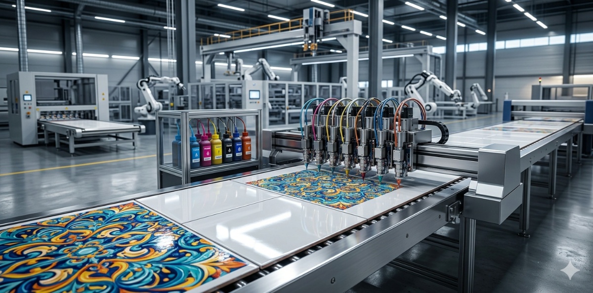 Digital ceramic tile printing