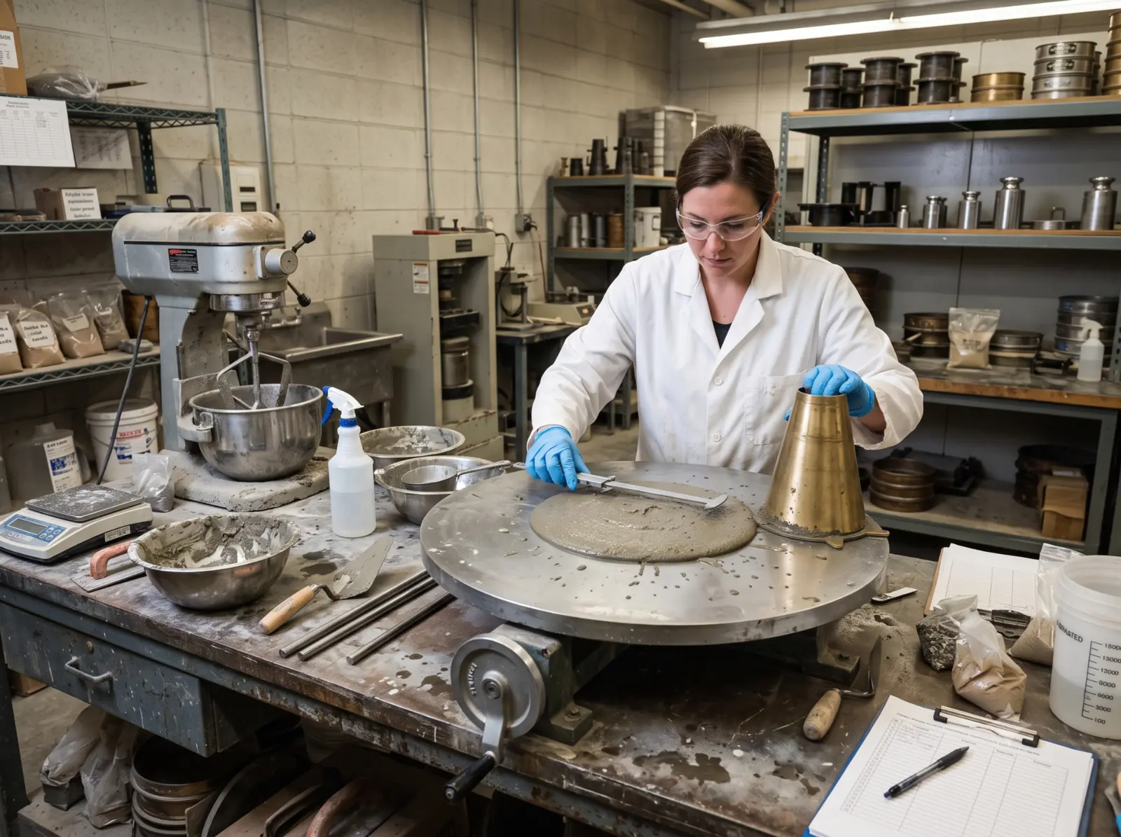 Construction materials laboratory testing mortar formulation
