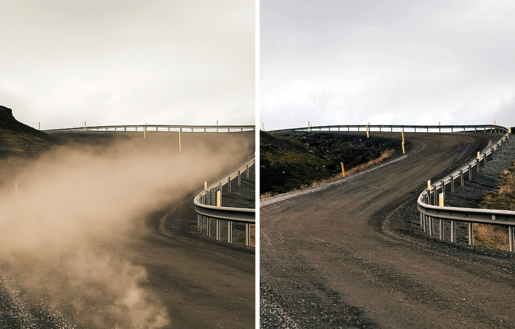 Treated unpaved road dust comparison