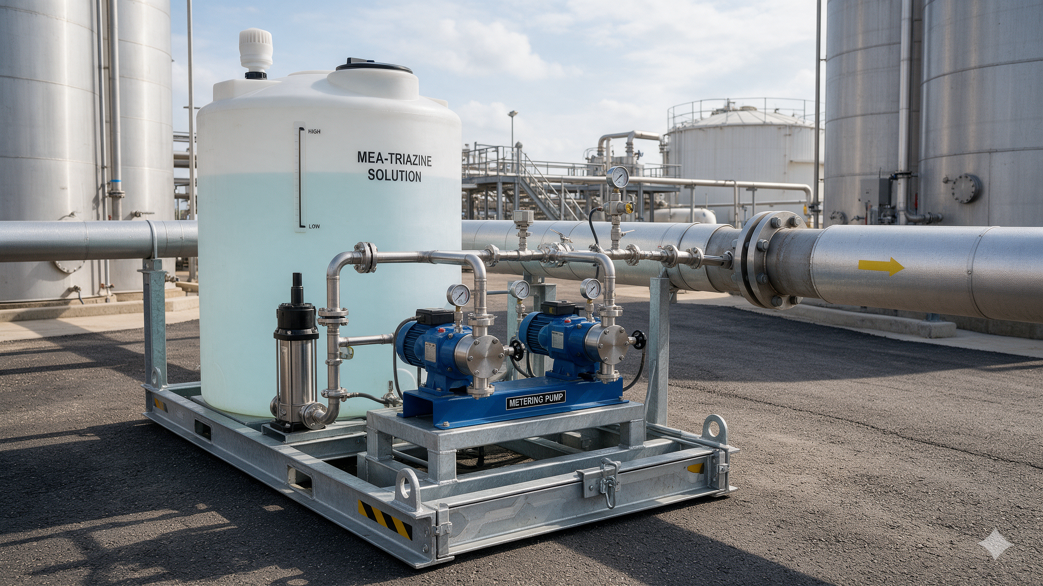 MEA triazine dosing skid